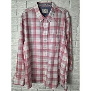 NWT Flag & Anthem Mens XXL Pink White Plaid Flannel Shirt Button up L/S